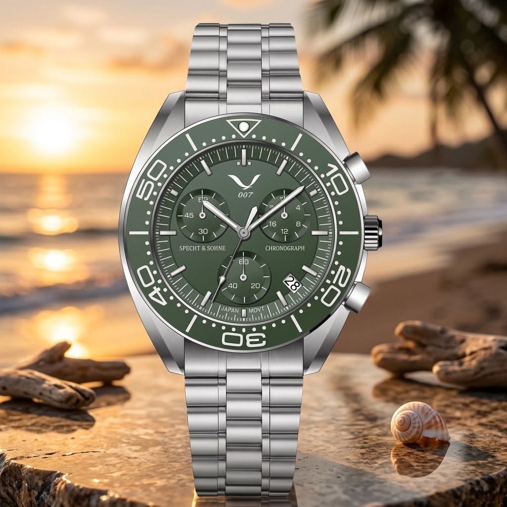 Business Multi-function Chronograph Watch Luminous Water-resistant With A Sapphire Crystal Glass Dial